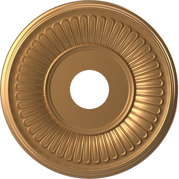 Ekena Millwork Berkshire PVC Ceiling Medallion (Fits Canopies up to 7"), Bright Coat Gold, 16"OD x 3 1/2"ID x 1"P CMP16BEBGL - main